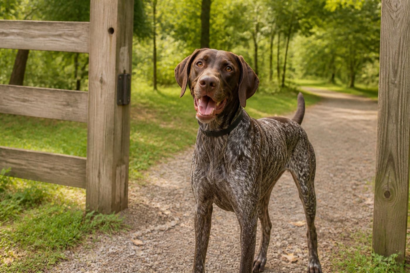 Scout at the park entrance during a PawReport visit