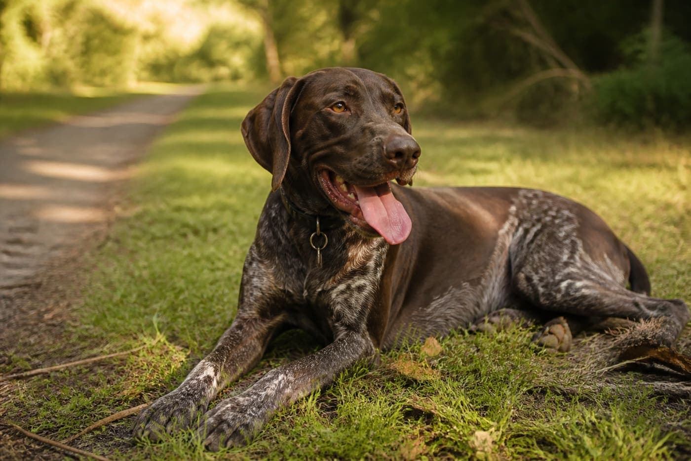 Scout resting after a walk in a PawReport update
